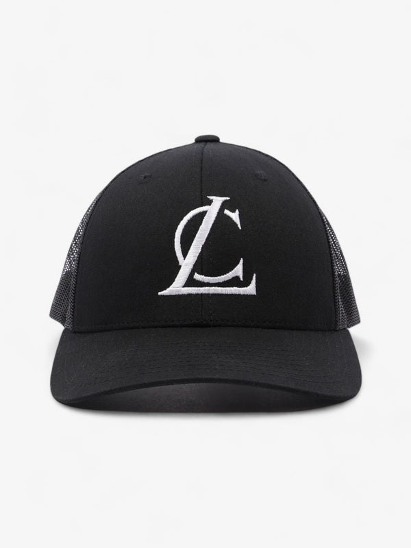 Knockoff Luxury Logo Trucker Cap Black / White