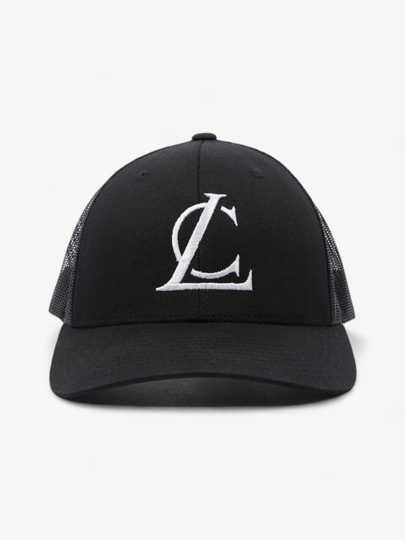  Knockoff Luxury Logo Trucker Cap Black / White