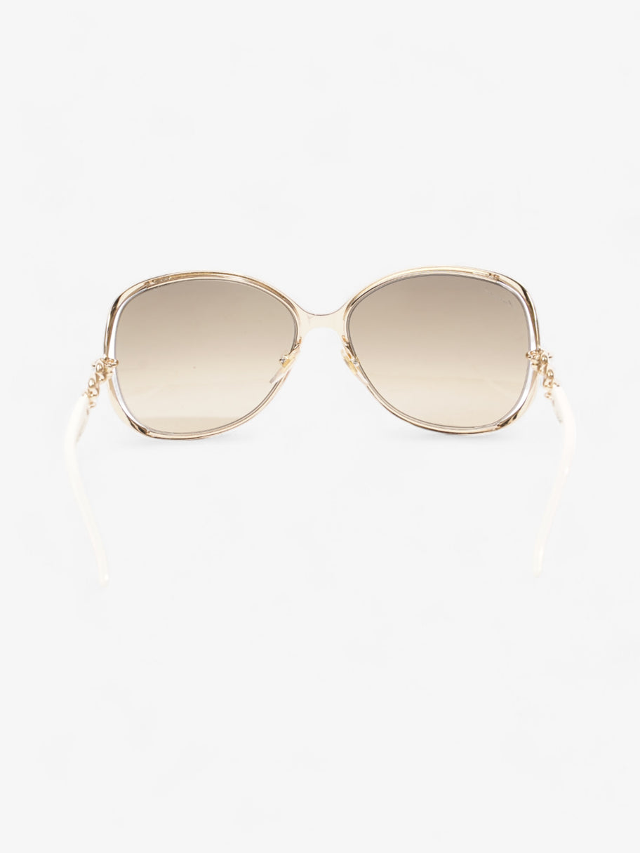 Gucci Oversized Sunglasses Gold / White Base Metal Image 3