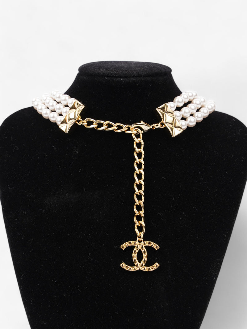  Chanel CC Pearl Chocker Pearl / Gold Faux Pearl