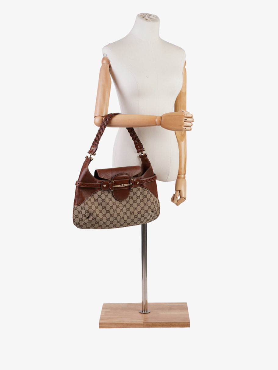 Gucci Horsebit Flap Beige And Ebony GG Supreme / Brown Canvas Image 2