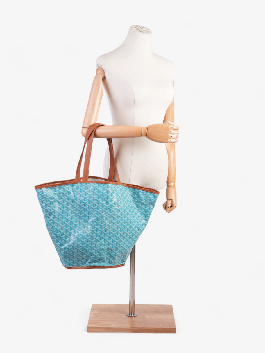 Goyard Belharra Reversible Beach Tote Bag Turquoise  / Natural Canvas Image 2