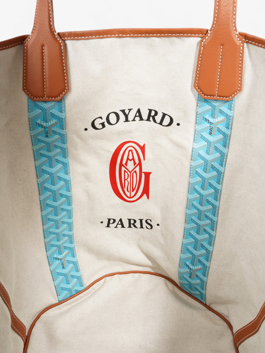 Goyard Belharra Reversible Beach Tote Bag Turquoise  / Natural Canvas Image 8