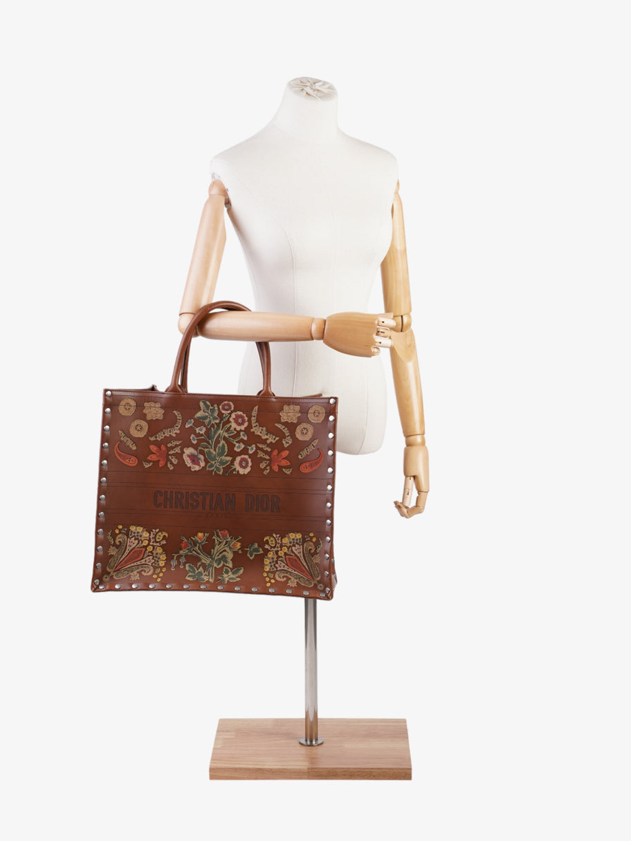 Christian Dior Book Tote Brown / Floral Leather Large Image 2