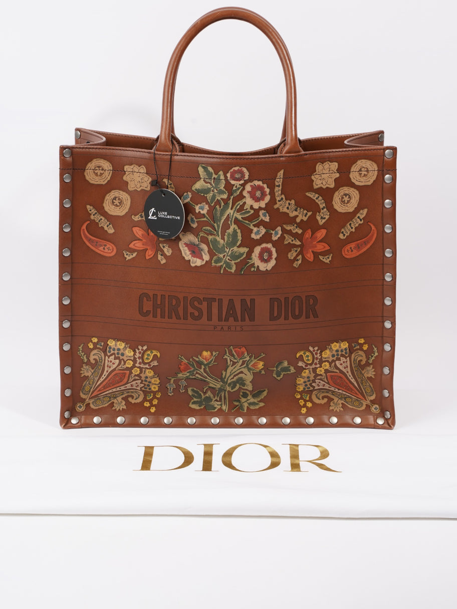 Christian Dior Book Tote Brown / Floral Leather Large Image 10