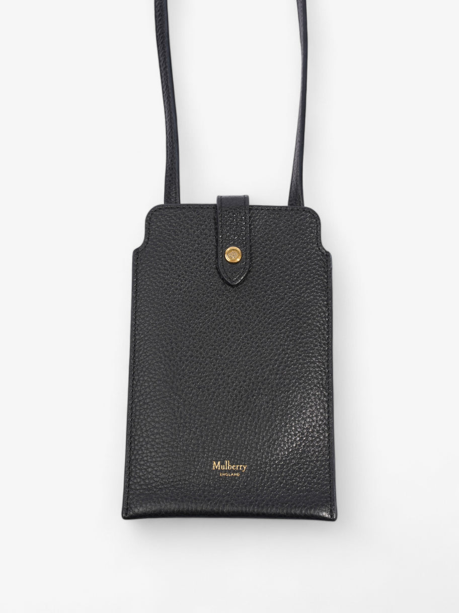 Mulberry Phone Holder with Strap Black Grained Leather Strap - 61.5cm Image 2