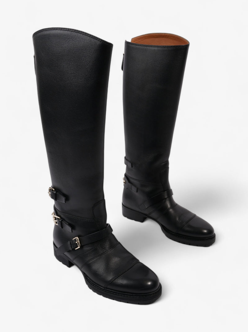  Valentino Rockstud Riding Boots Black Leather EU 37 UK 4