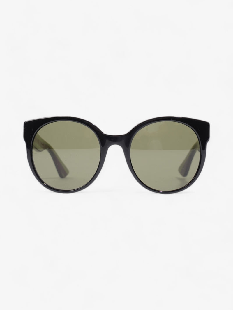  Gucci Oval Sunglasses Black / Red / Green Acetate 140mm