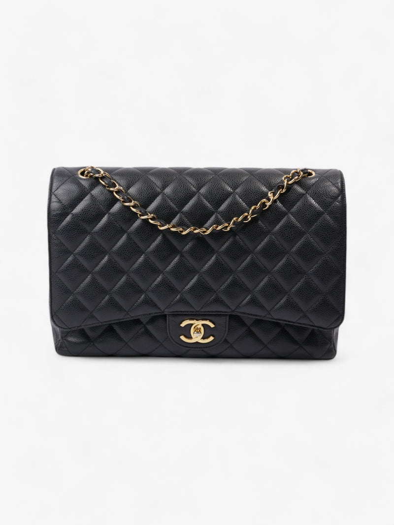  Chanel Classic Double Flap Black Caviar Leather Jumbo