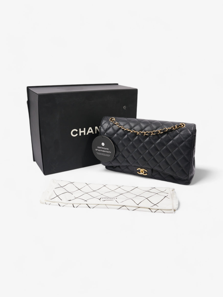 Chanel Classic Double Flap Black Caviar Leather Jumbo Image 10