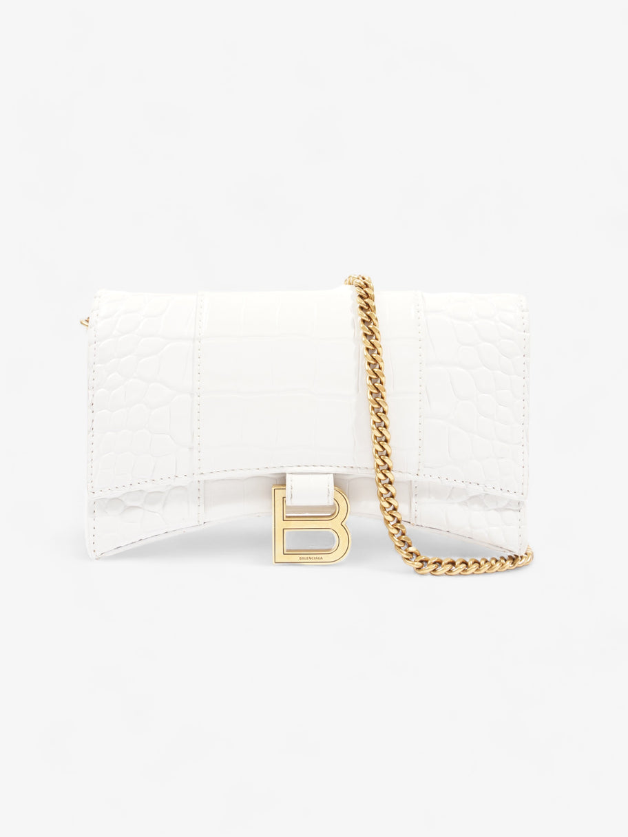 Hourglass Wallet On Chain White Calfskin Leather Image 1