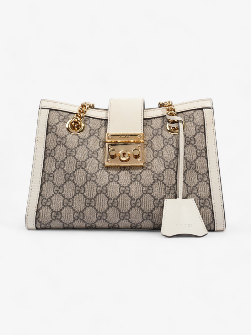  Gucci Padlock GG GG Supreme / White Coated Canvas Small