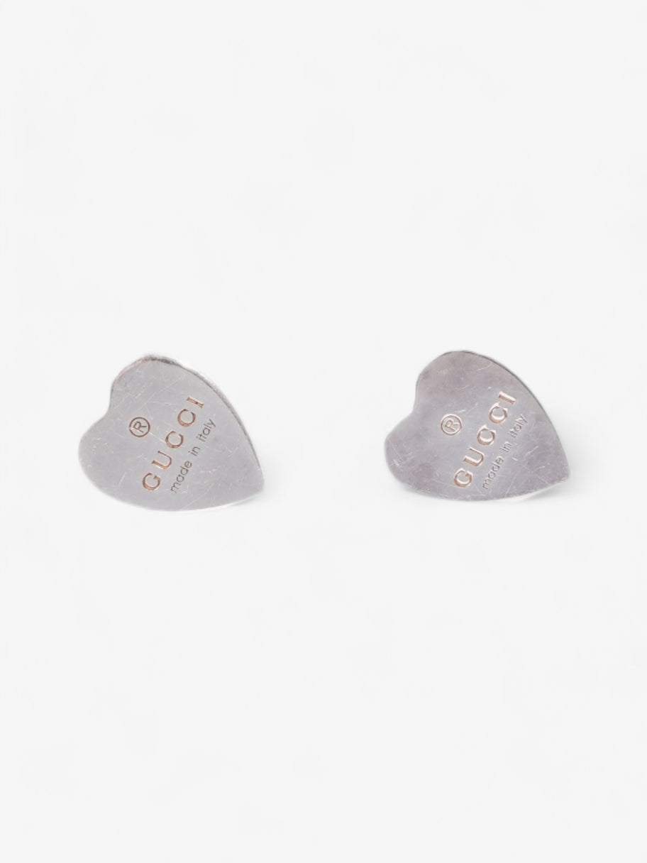 Heart Stud Earrings Silver Silver Sterling Image 1