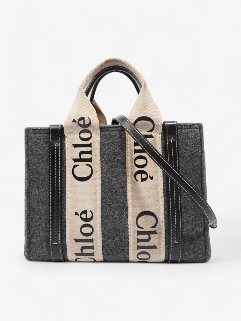  Chloe Woody Tote Grey / Beige / Black Felt Small