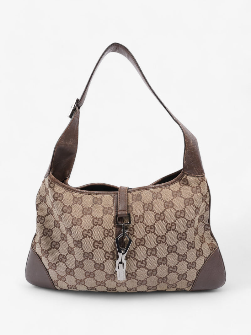  Gucci Vintage Jackie GG Supreme / Brown Canvas Small