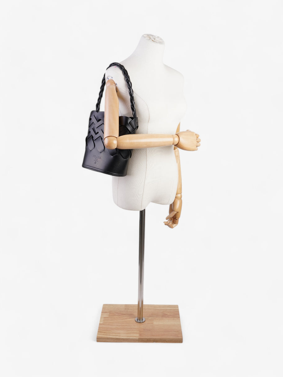 Prada Woven Bucket Bag Black Leather Image 2