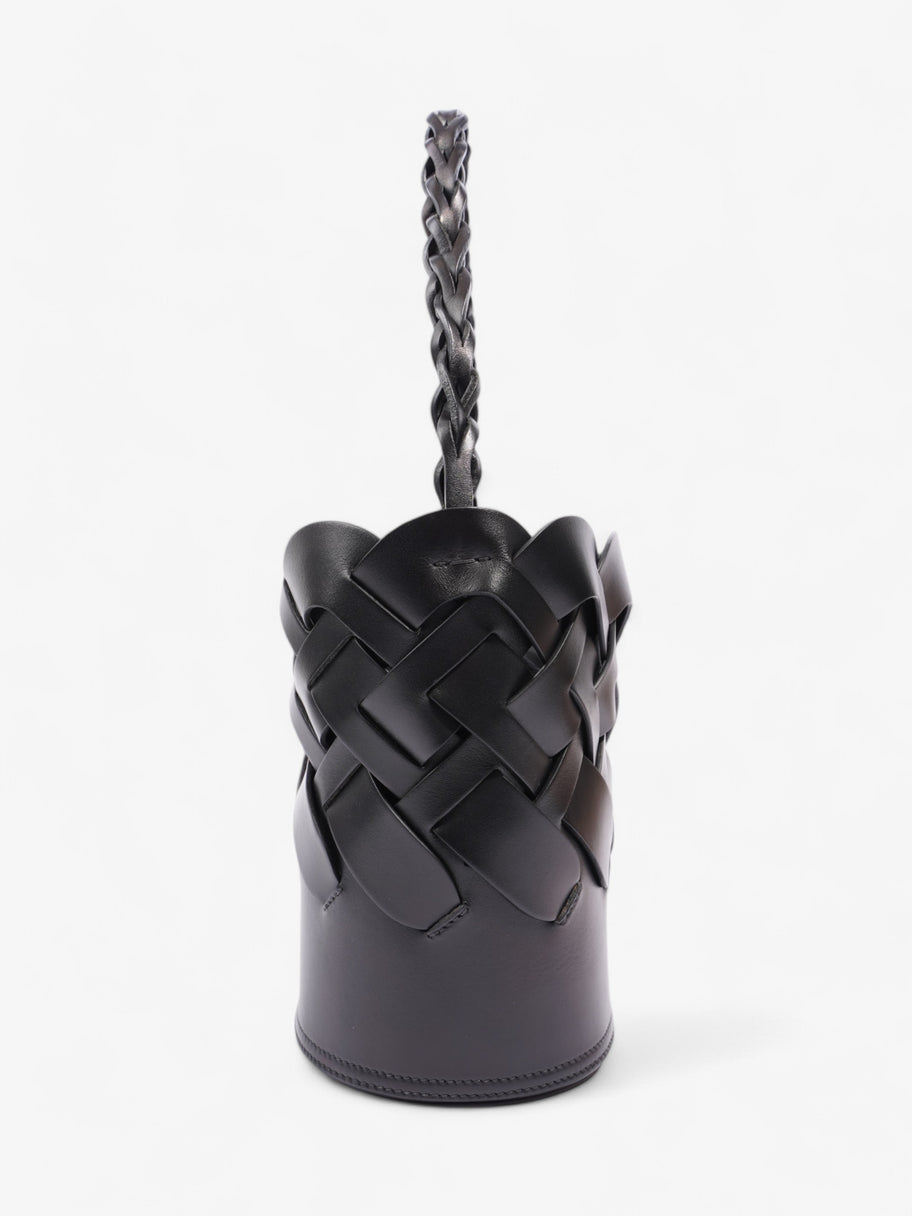 Prada Woven Bucket Bag Black Leather Image 13