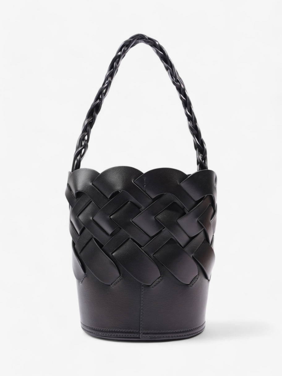 Prada Woven Bucket Bag Black Leather Image 4