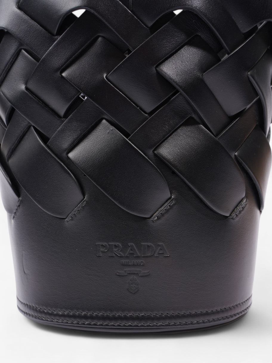 Prada Woven Bucket Bag Black Leather Image 17