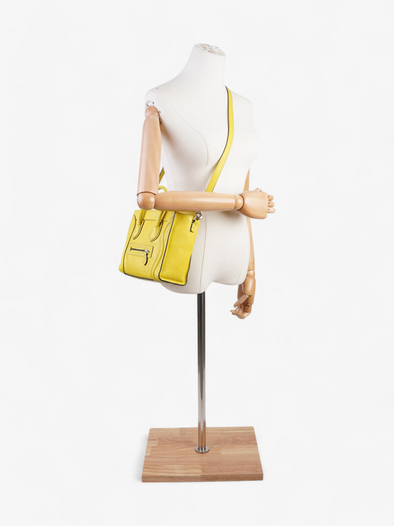  Celine Nano Luggage Handbag in Yellow Yellow Leather