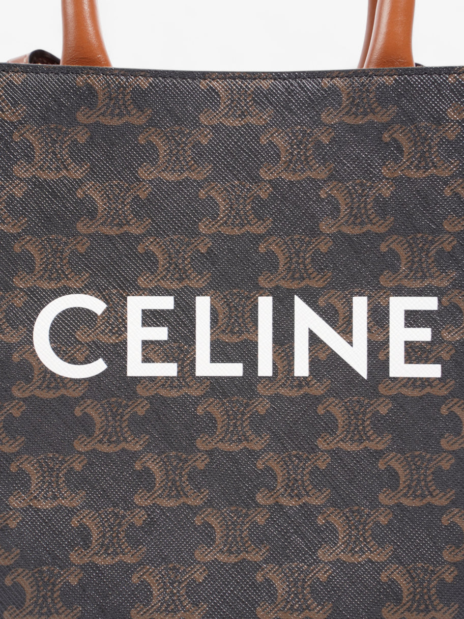 Celine Vertical Triomphe Cabas Tote Brown Coated Canvas Mini Image 7