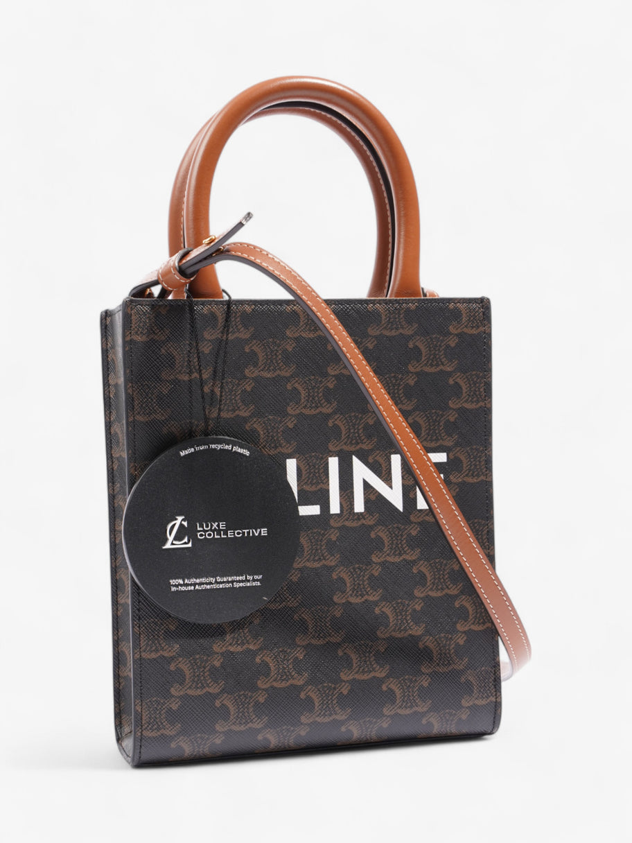 Celine Vertical Triomphe Cabas Tote Brown Coated Canvas Mini Image 9