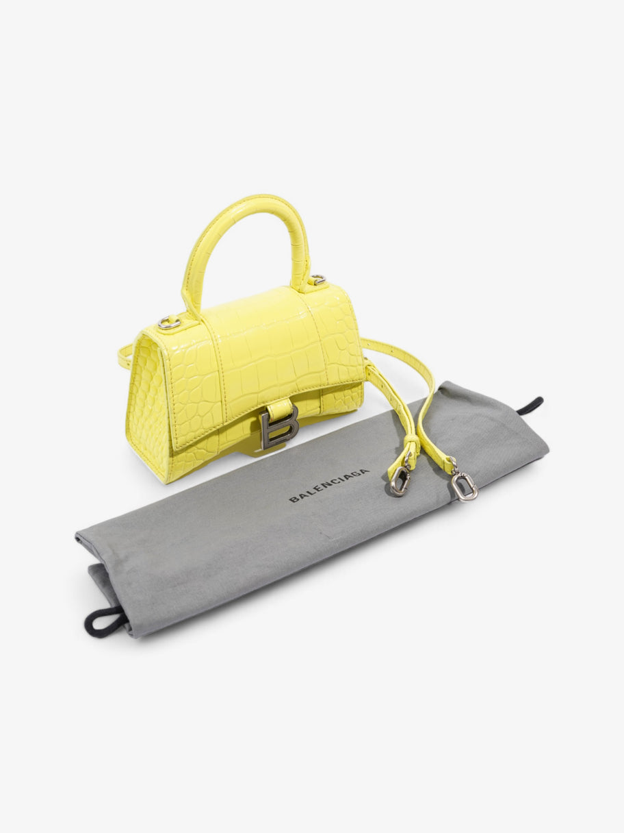 Balenciaga Hourglass Neon Yellow Grained Leather XS Image 8