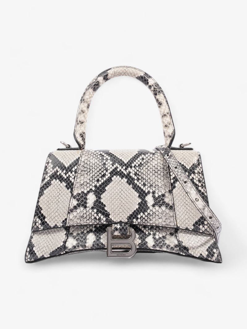  Balenciaga Hourglass Black And Grey Python Embossed Leather Small