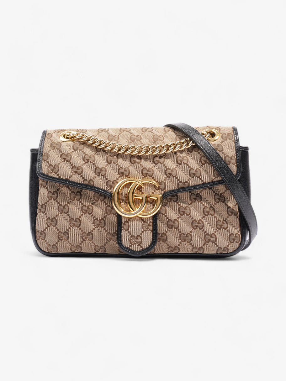 Gucci Marmont Flap Beige And Ebony GG Supreme / Black Canvas Small Image 1