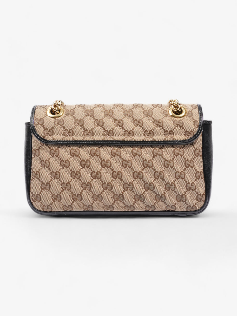 Gucci Marmont Flap Beige And Ebony GG Supreme / Black Canvas Small Image 4