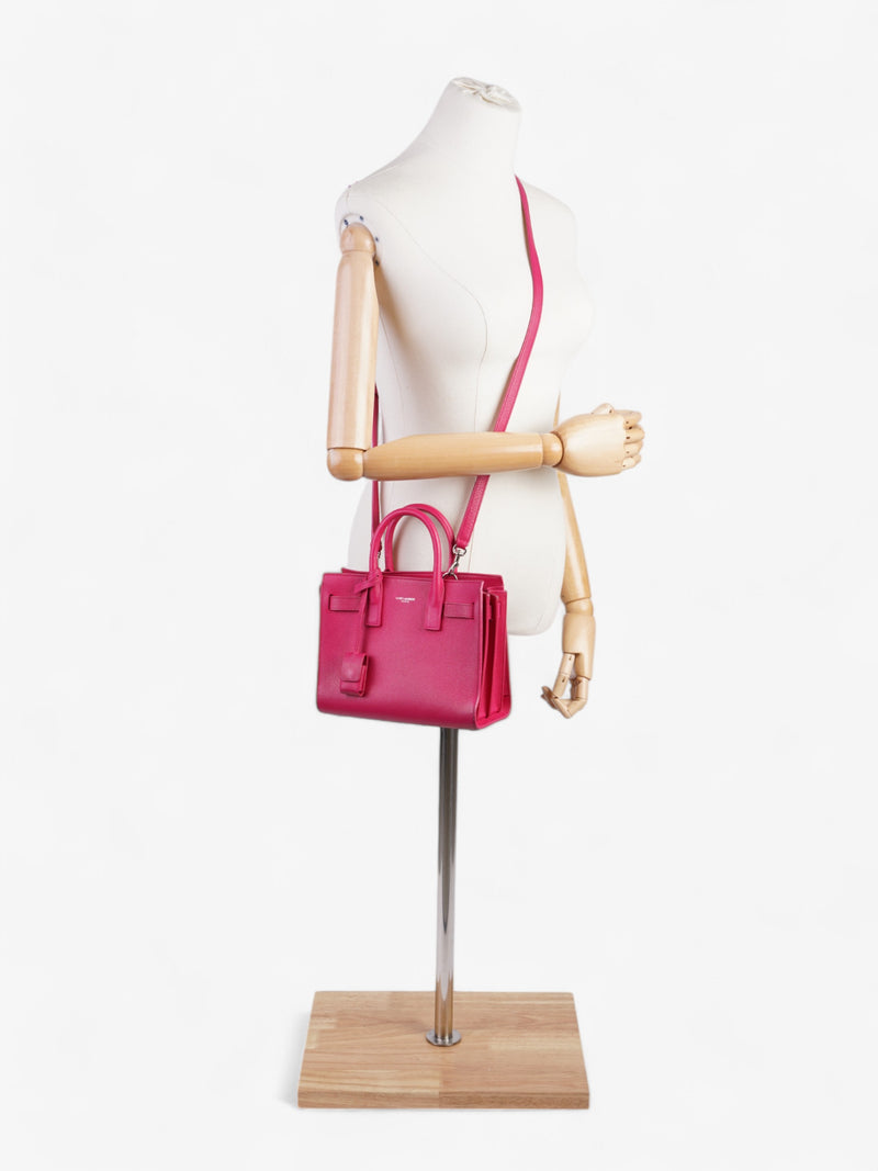  Saint Laurent Sac De Jour Lipstick Fuschia Calfskin Leather Nano