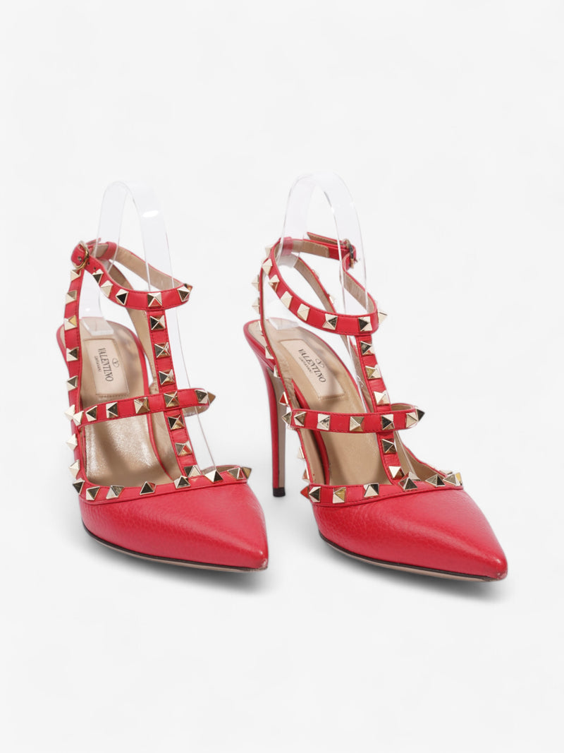  Valentino Rockstud Heel 100 Red Leather EU 38.5 UK 5.5