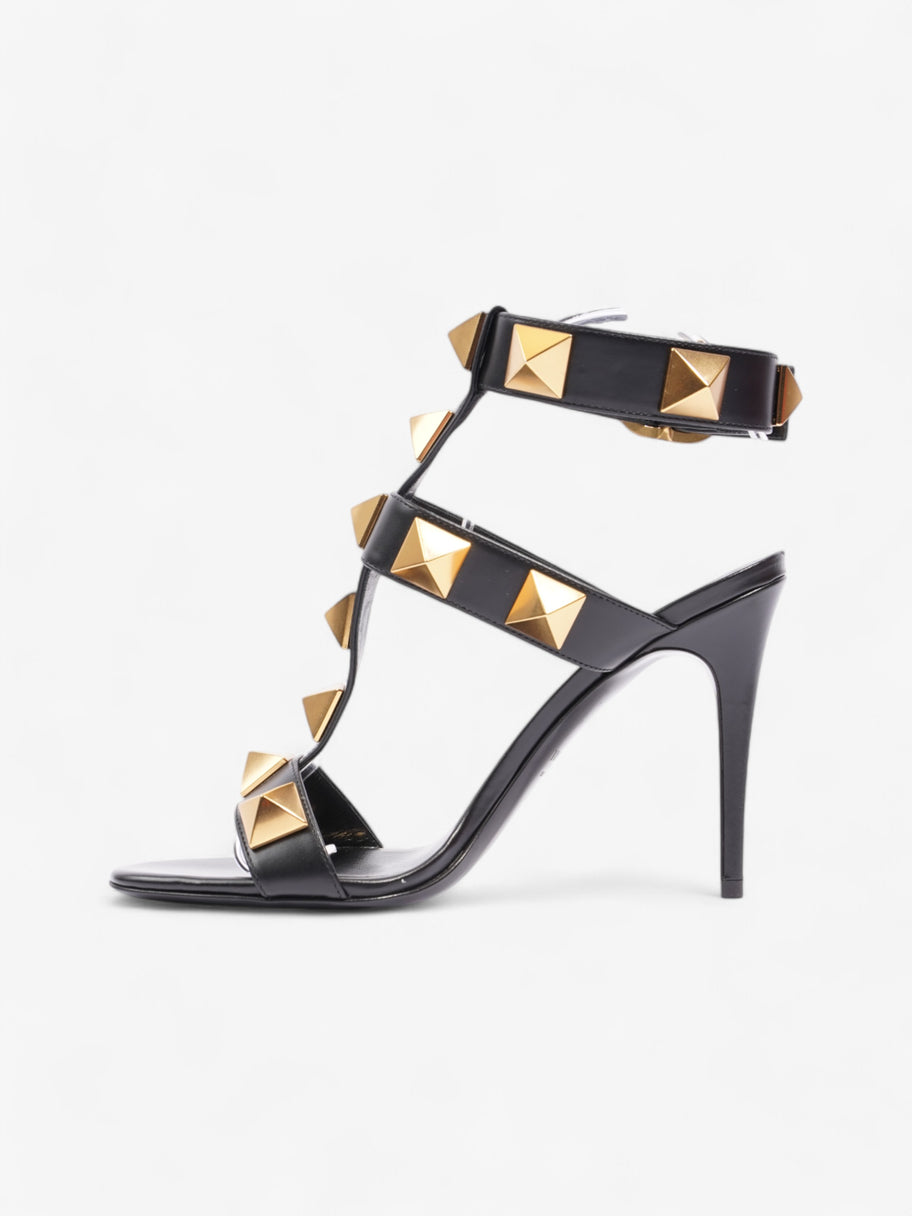 Valentino Roman Stud Ankle Strap Sandals 100 Black / Gold Leather EU 37 UK 4 Image 3