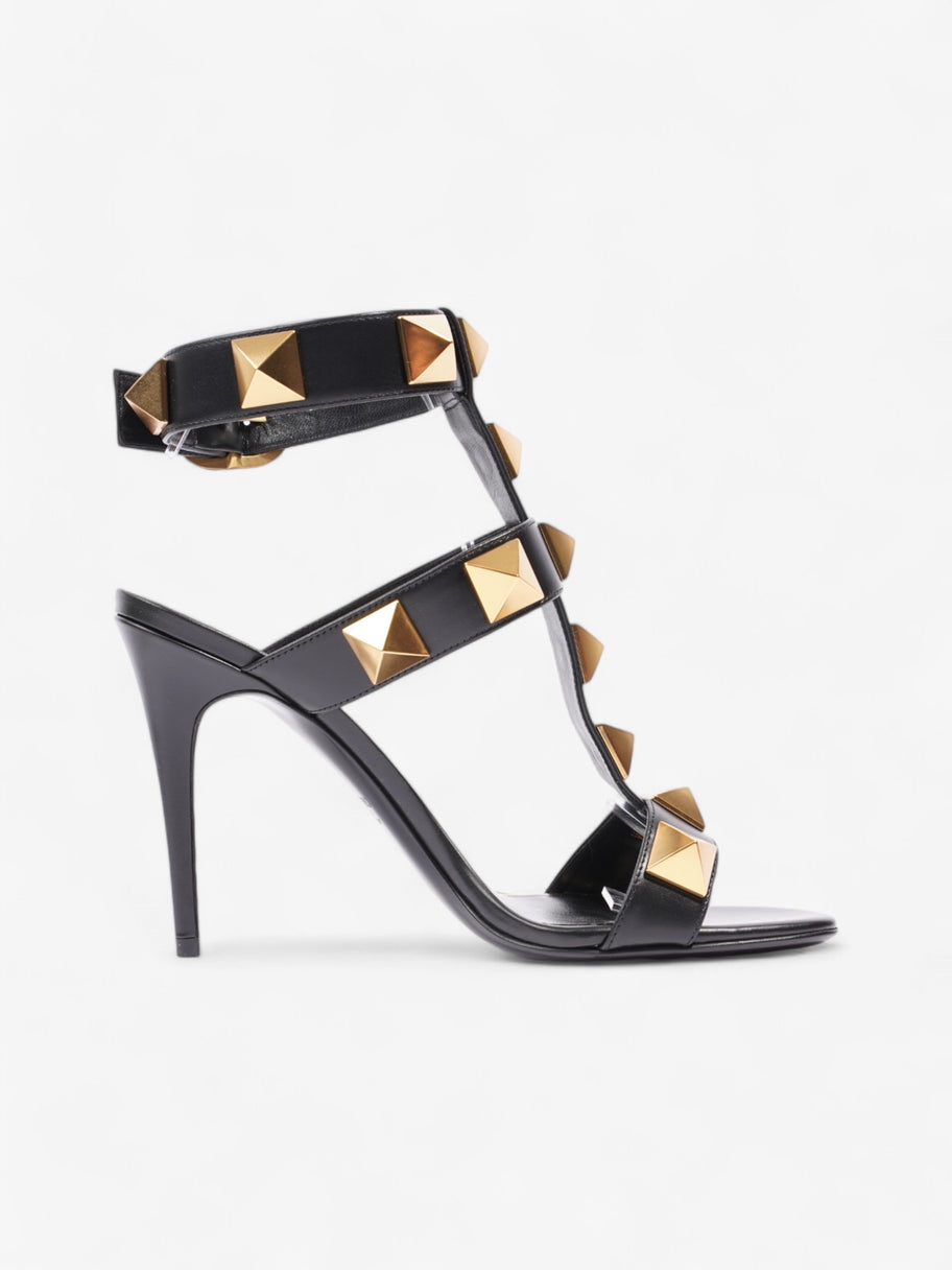 Valentino Roman Stud Ankle Strap Sandals 100 Black / Gold Leather EU 37 UK 4 Image 4