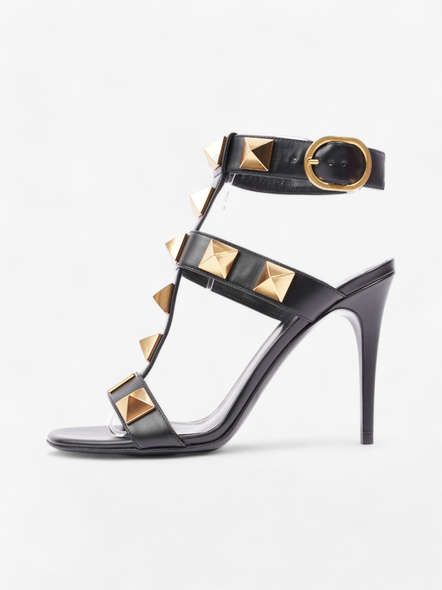 Valentino Roman Stud Ankle Strap Sandals 100 Black / Gold Leather EU 37 UK 4 Image 5