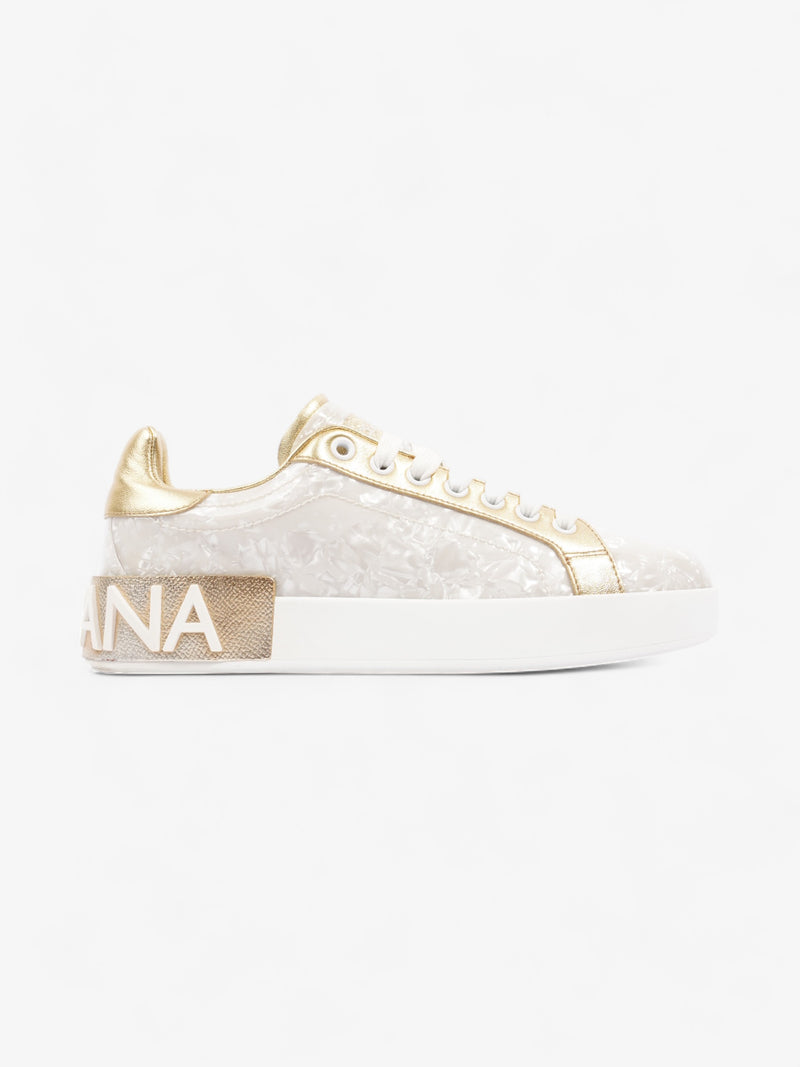  Dolce and Gabbana Portofino Sneakers Pearl  / Gold PVC EU 36 UK 3