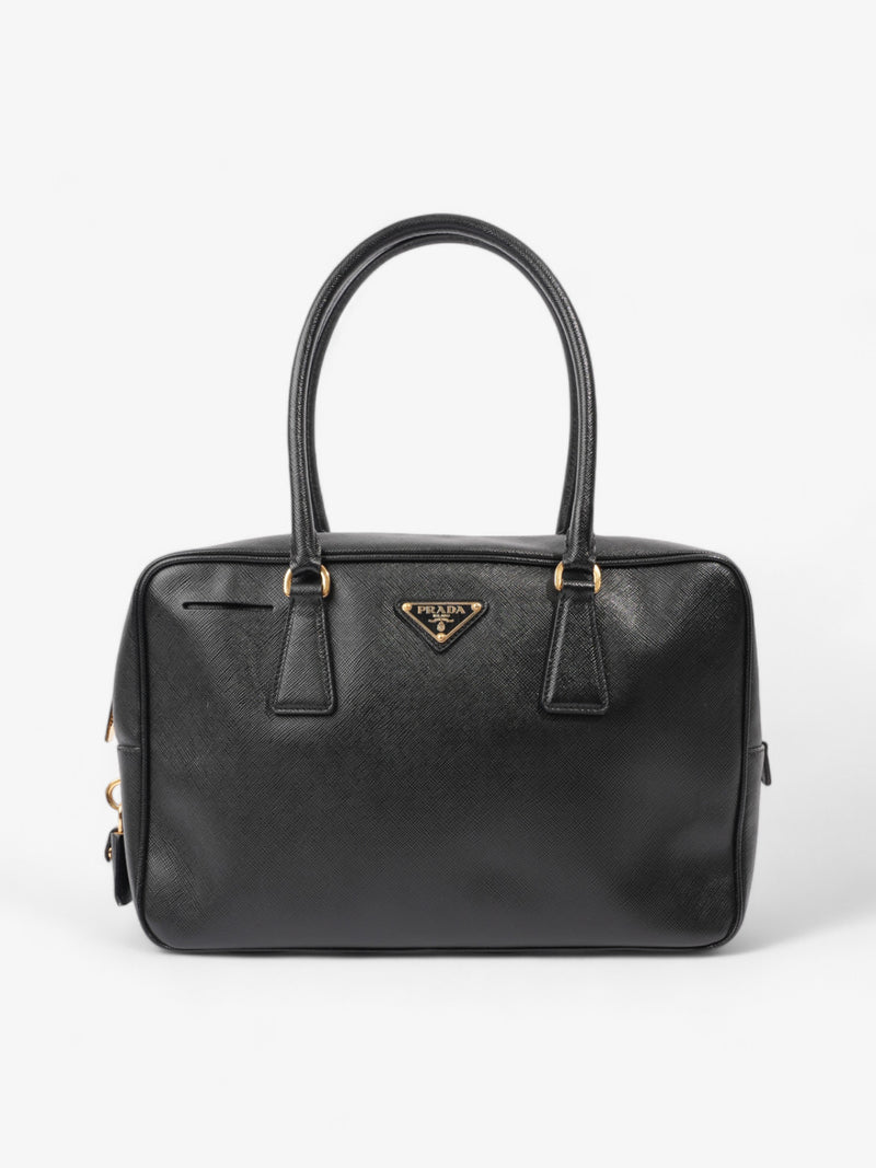  Prada Bauletto Tote Bag Black Saffiano Leather