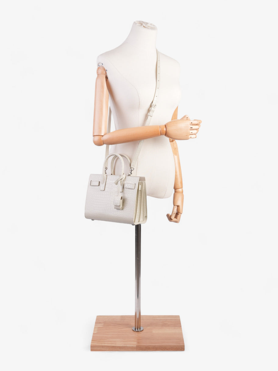 Saint Laurent Sac De Jour Off White Embossed Leather Nano Image 2