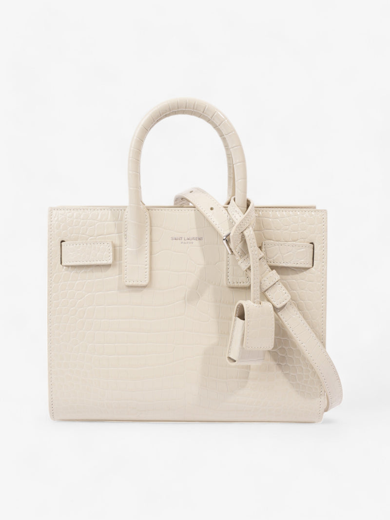  Saint Laurent Sac De Jour Off White Embossed Leather Nano