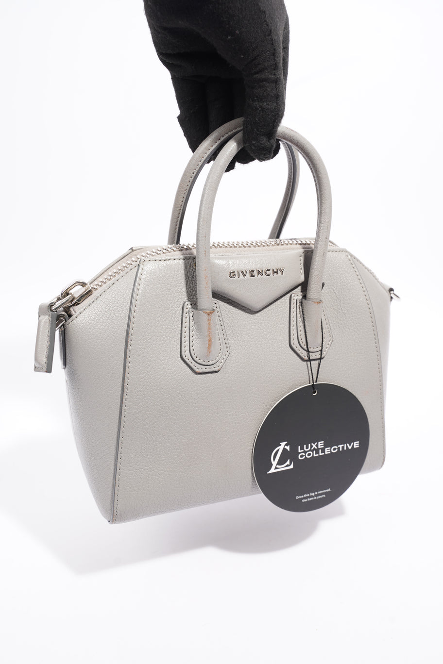 Givenchy Mini Antigona Grey Grained Leather Image 9