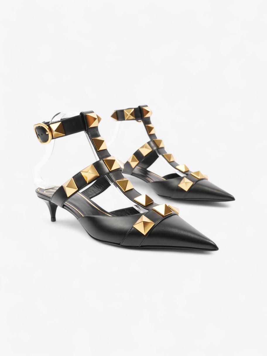 Valentino Tonal Roman Sling Back 40 Black / Gold Leather EU 38.5 UK 5.5 Image 2