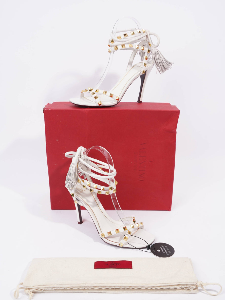 Valentino Rockstud Tassle Heels 100 White / Gold Studs Leather EU 36.5 UK 3.5 Image 9