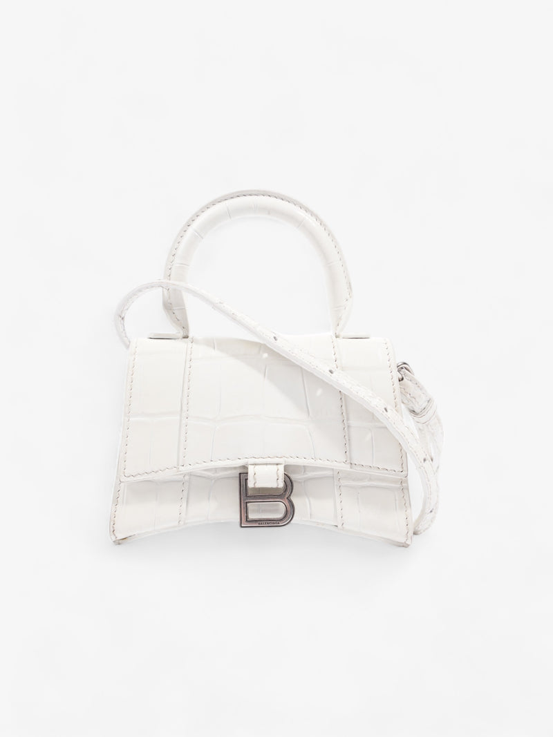  Balenciaga Hourglass White Embossed Leather Mini