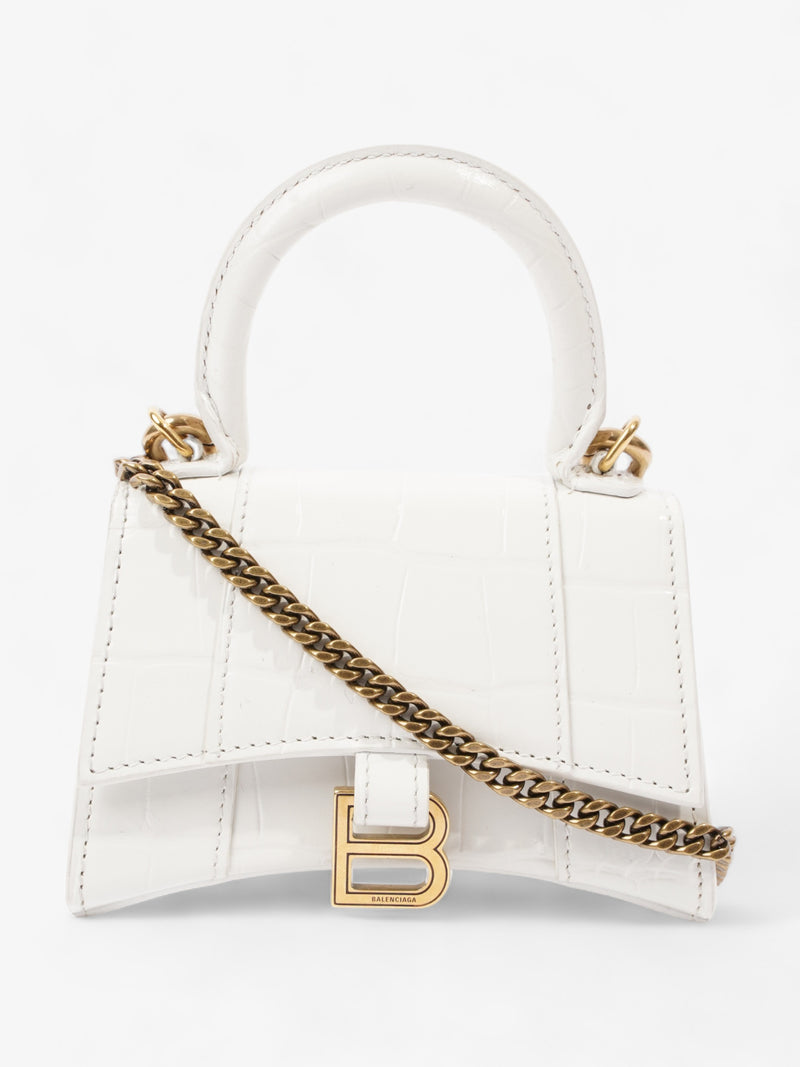  Hourglass Mini Bag White Leather