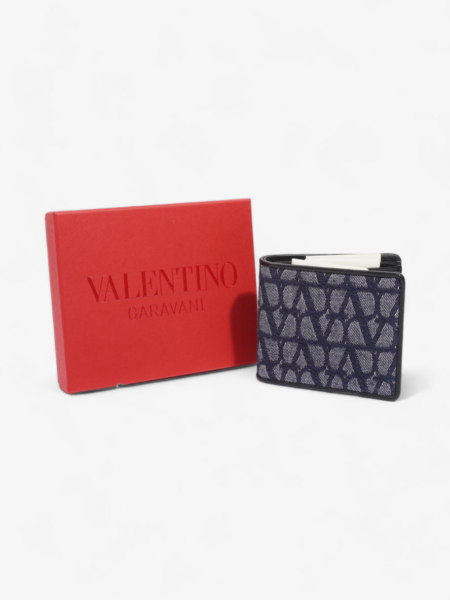 Valentino VLogo Wallet Indigo Blue / Black Canvas Image 7