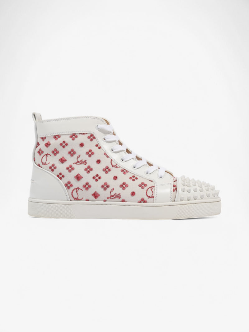  Christian Louboutin Louis Junior Spike High-Top White  / Red Fabric EU 42.5 UK 8.5