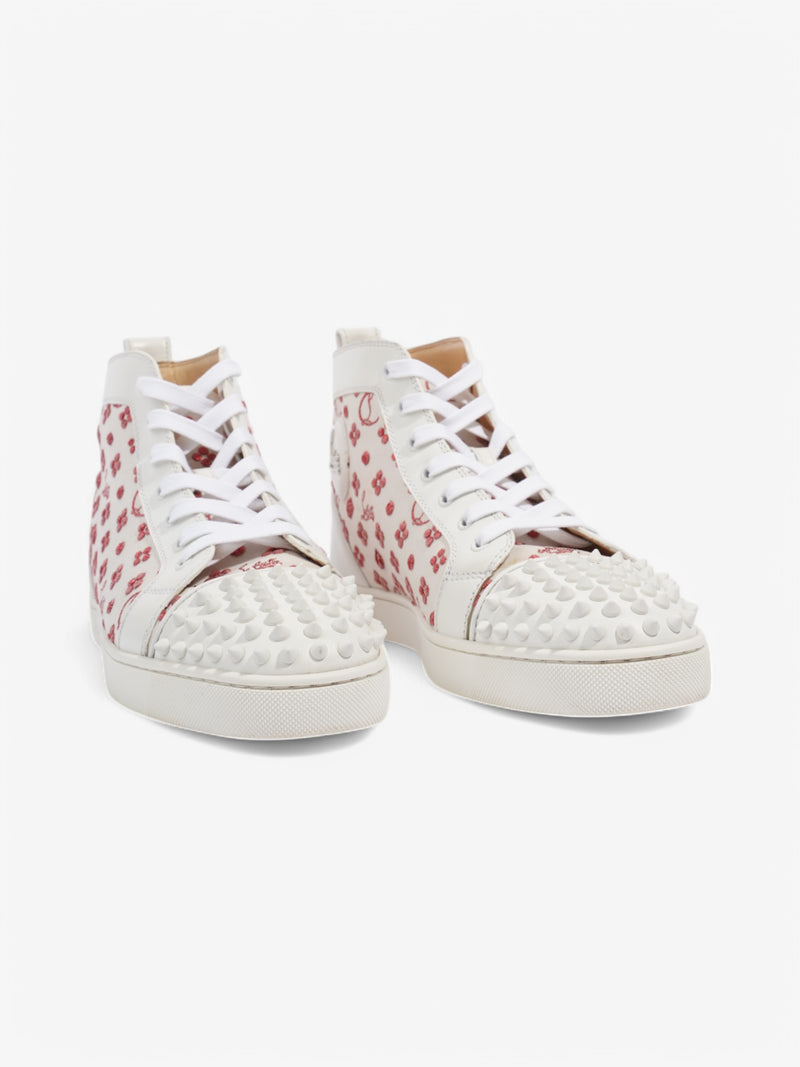  Christian Louboutin Louis Junior Spike High-Top White  / Red Fabric EU 42.5 UK 8.5