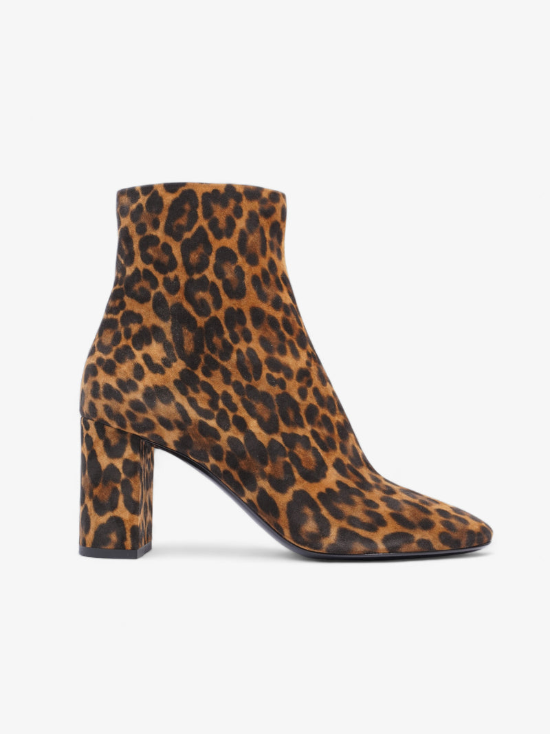  Saint Laurent Lou Ankle Boots 75 Leopard Print Suede EU 39 UK 6