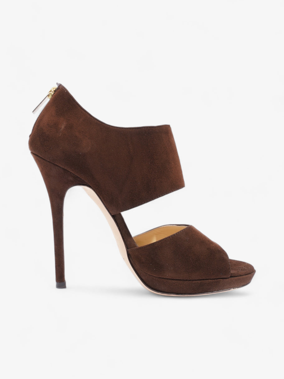 Jimmy Choo Open Toe Sandal Heels 125mm Brown  Suede EU 38 UK 5 Image 4