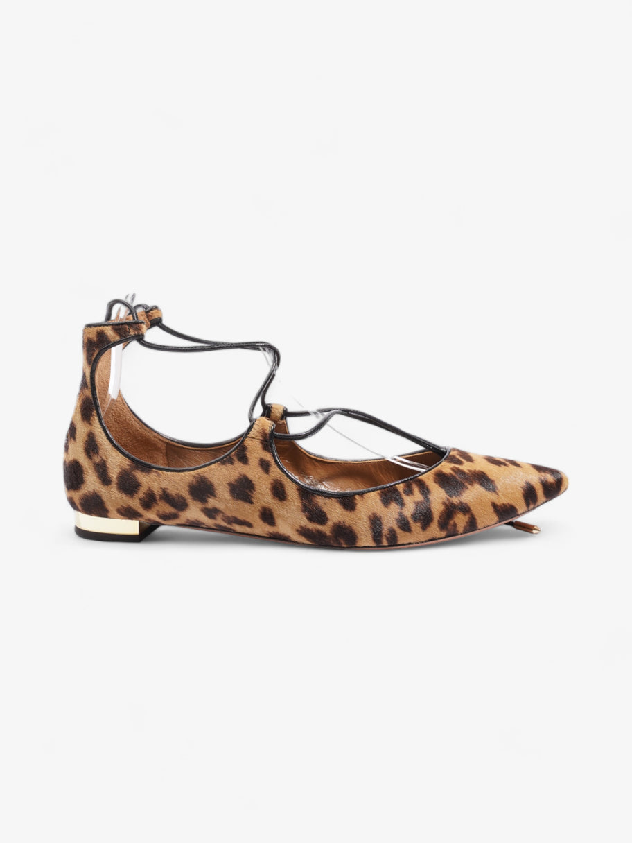 Aquazzura Christy Flat Leopard Print Calf Hair EU 38 UK 5 Image 1